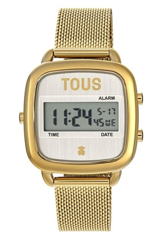 TOUS Watches d-Logo Womens Digital Watch with Stainless Steel Gold Plated Bracelet 300358090