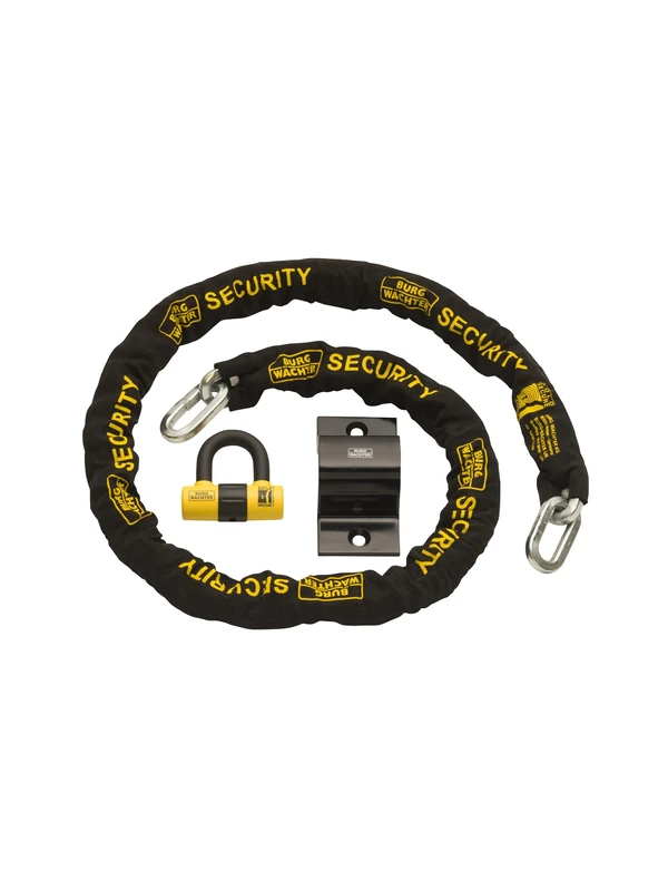 Burg-Wachter 2M 12mm Sold Motorbike Security Chain Ground Anchor Gold Lock, Black