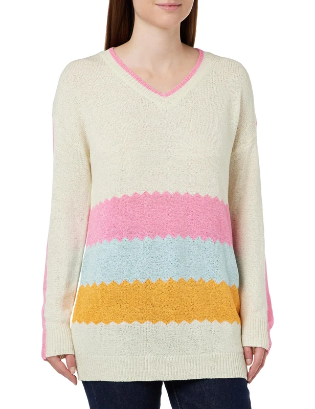 Colina Women's 15426478-co02 Knitted Jumper Wool White Pink Orange Xs/S Sweater