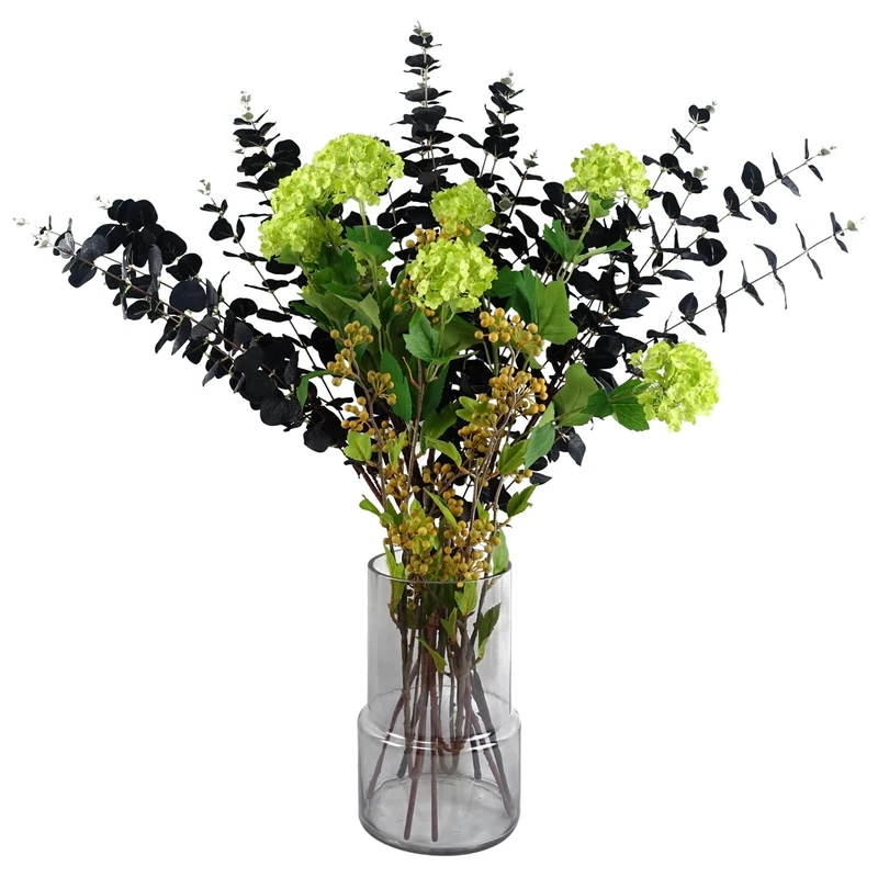 Leaf Design Artificial Flower Display with Vase