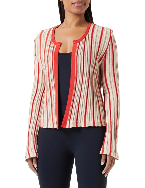 NAEMI Women's Cardigan 11026972-na01, Multicoloured, M Sweater, Red Multi-Coloured, M