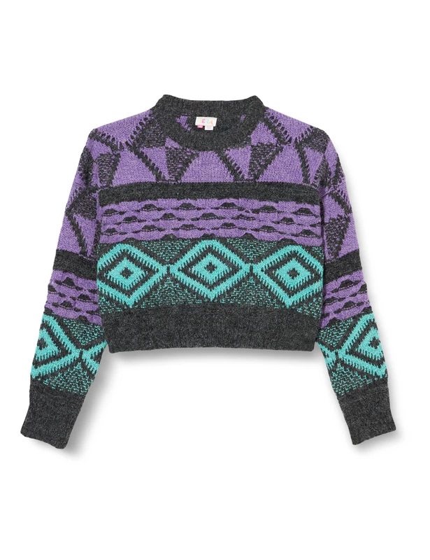 ZITHA Women's Knitted Jumper 19025336-zi01, Multicoloured, M/L Sweater, Dark Grey, Multi-Coloured