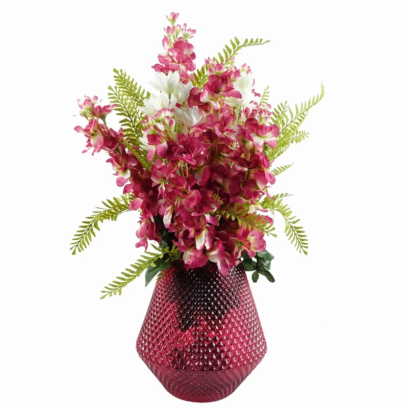 Leaf Design Artificial Flower Display with Vase