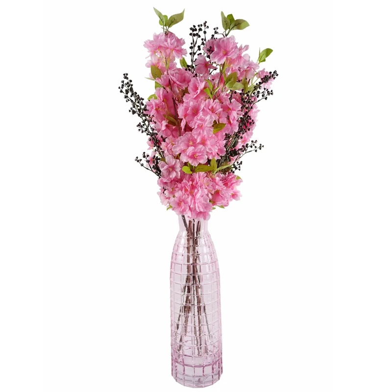 Leaf Design Artificial Flower Display with Vase