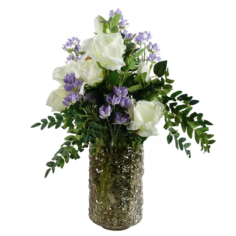 Leaf Design Artificial Flower Display with Vase