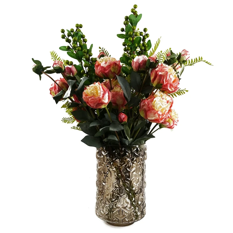 Leaf Design Artificial Flower Display with Vase