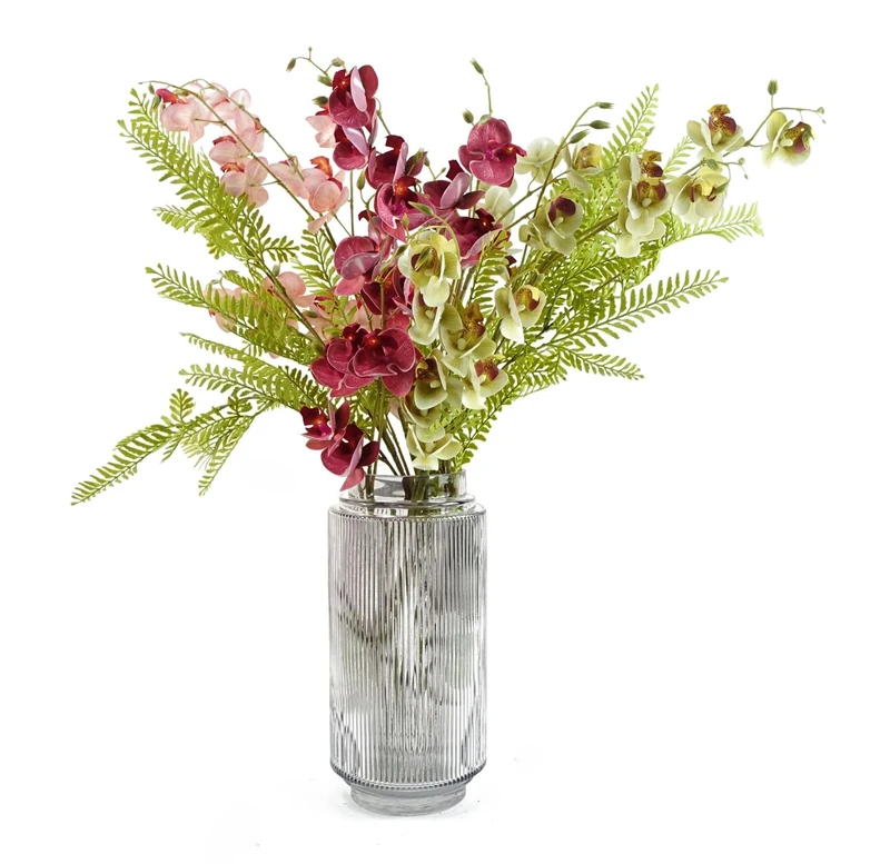 Leaf Design Artificial Flower Display with Vase