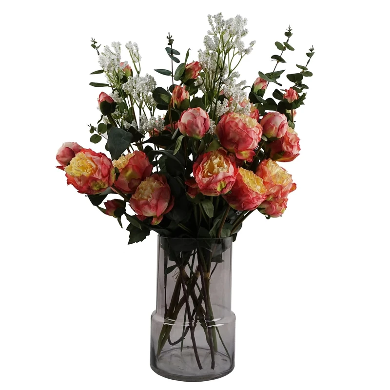 Leaf Design Artificial Flower Display with Vase