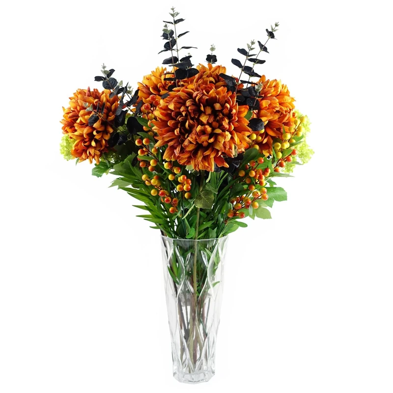 Leaf Design Artificial Flower Display with Vase