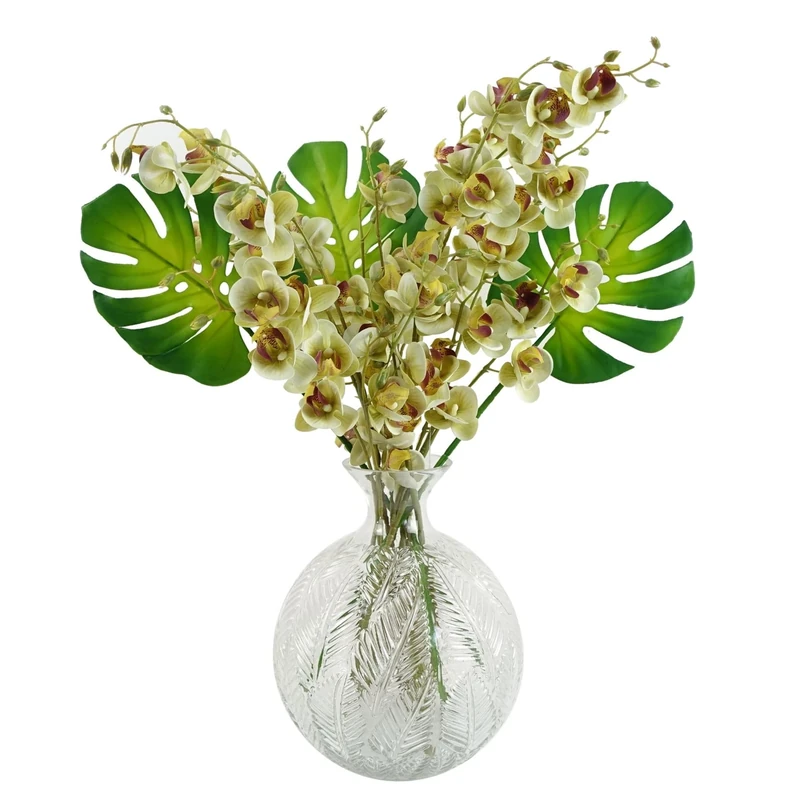 Leaf Design Artificial Flower Display with Vase