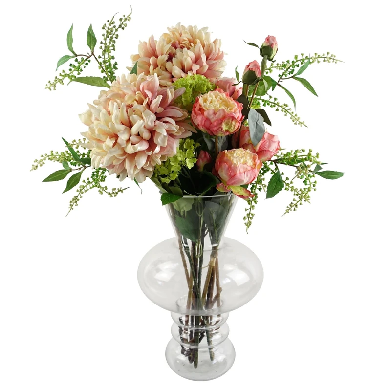 Leaf Design Artificial Flower Display with Vase