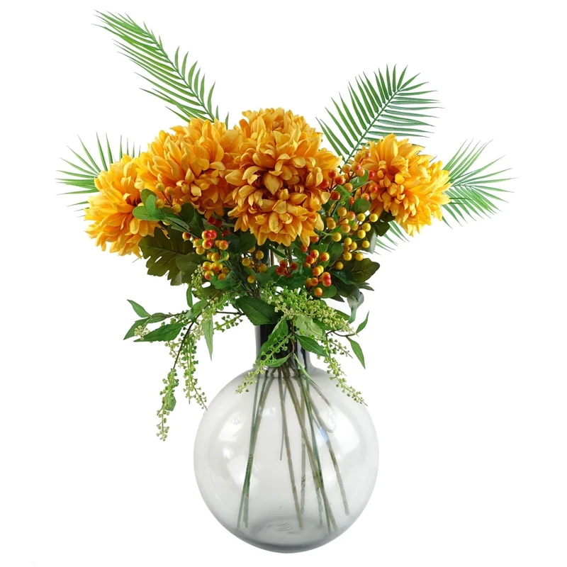 Leaf Design Artificial Flower Display with Vase