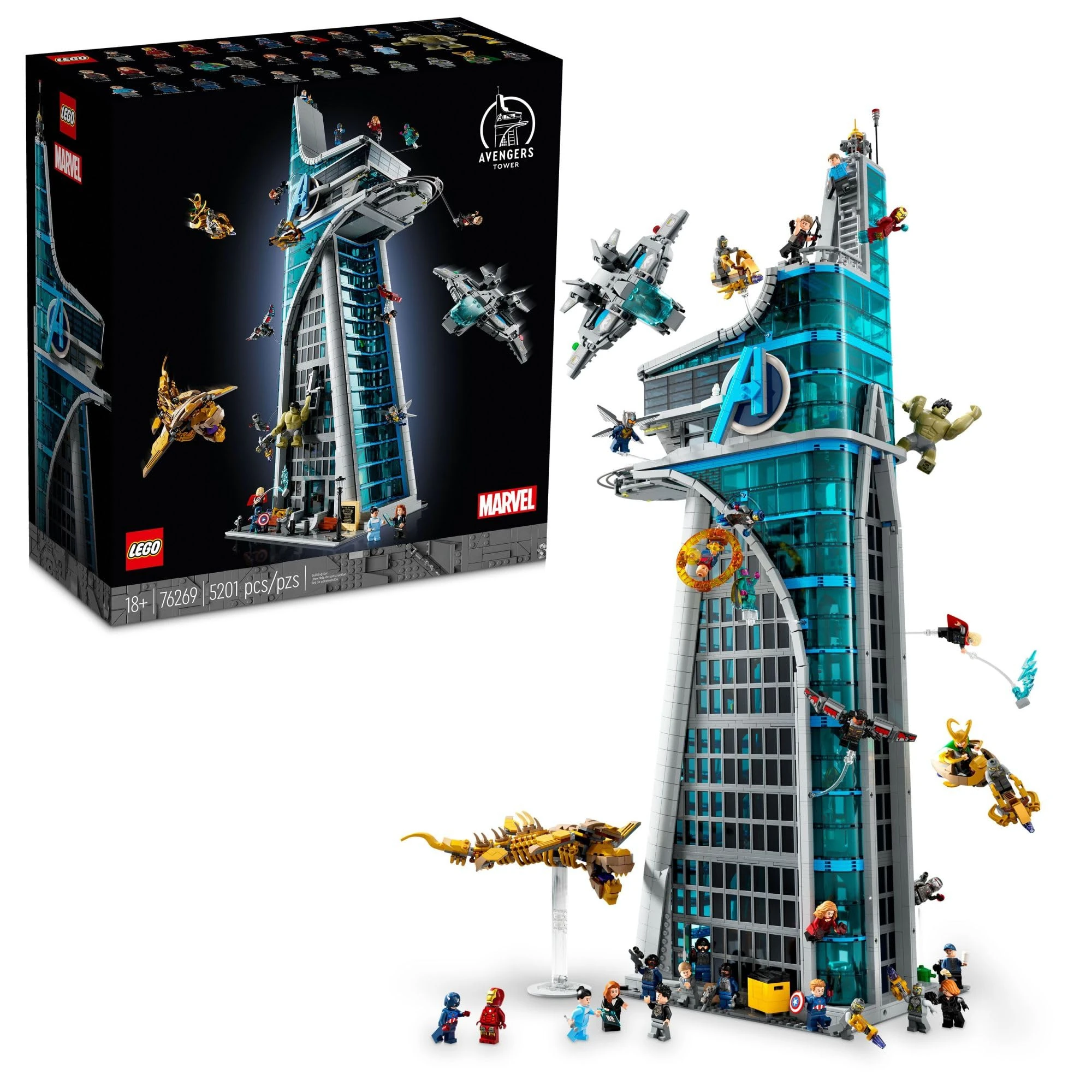 LEGO Marvel Avengers Tower Building Kit, Detailed Recreation of The Iconic HQ Featuring Classic Movie Scenes, 31 Figures and Authentic Accessories, Gift for Marvel Fans and Model-Makers, 76269