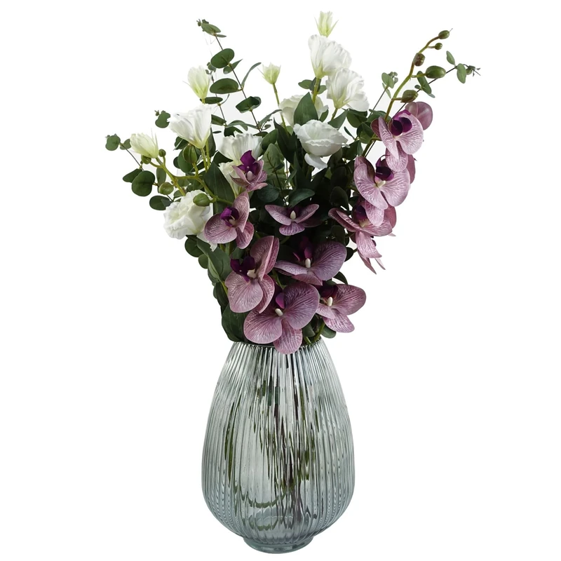 Leaf Design Artificial Flower Display with Vase