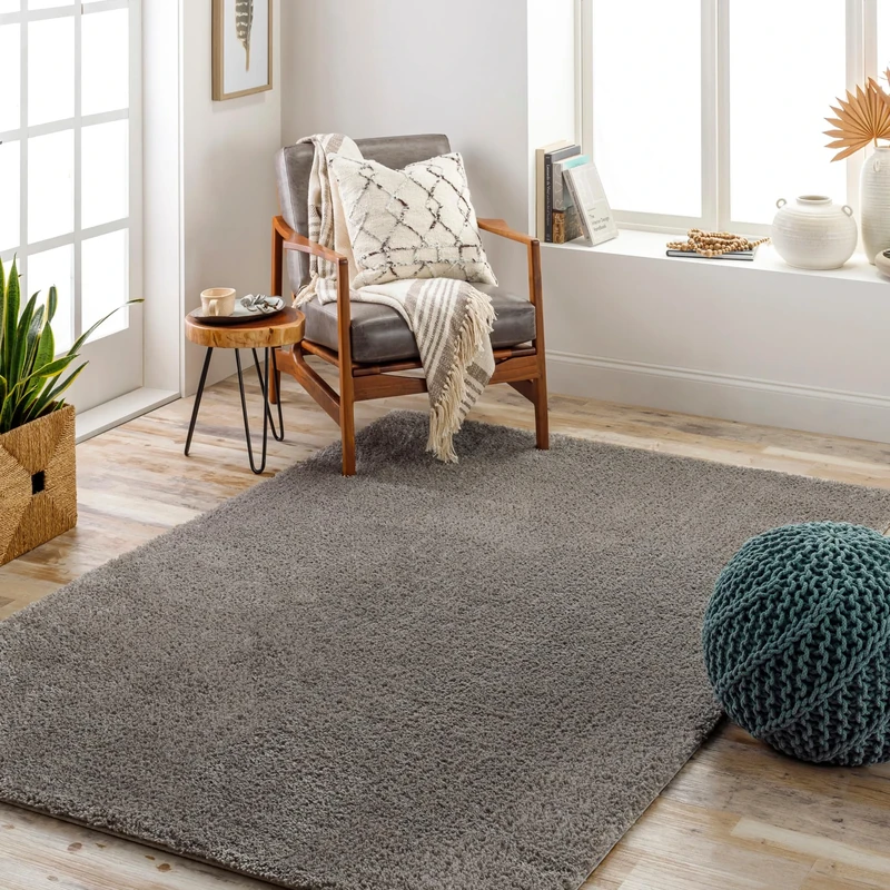 Livabliss Shaggy Rug - Modern Berber Living Room 160x213 cm, Soft Rugs for Bedroom - Neutral Boho Fluffy Easy Care Plush Thick Pile - Large Dark Grey