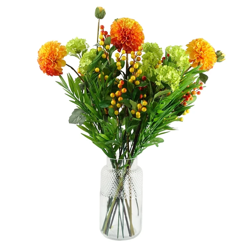Leaf Design Artificial Flower Display with Vase