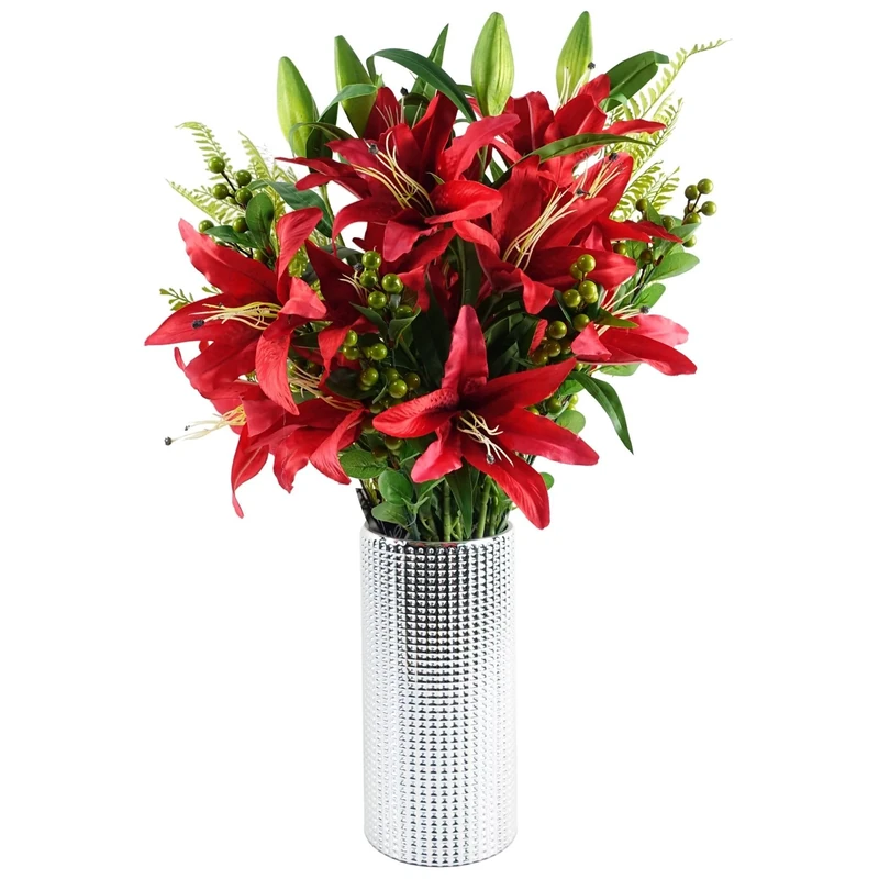 Leaf Design Artificial Flower Display with Vase