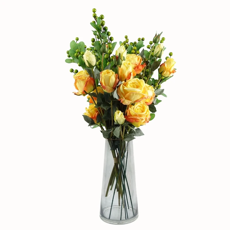 Leaf Design Artificial Flower Display with Vase