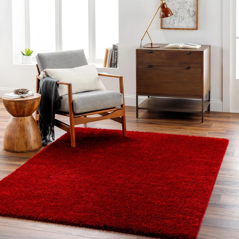 Livabliss Shaggy Rug - Modern Berber Living Room 200x274 cm, Soft Rugs for Bedroom - Neutral Boho Fluffy Easy Care Plush Thick Pile - Large Red