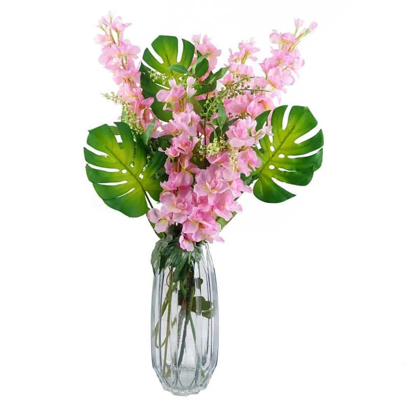 Leaf Design Artificial Flower Display with Vase