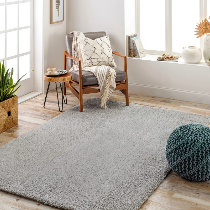 Livabliss Shaggy Rug - Modern Berber Living Room 200x274 cm, Soft Rugs for Bedroom - Neutral Boho Fluffy Easy Care Plush Thick Pile - Large Light Grey