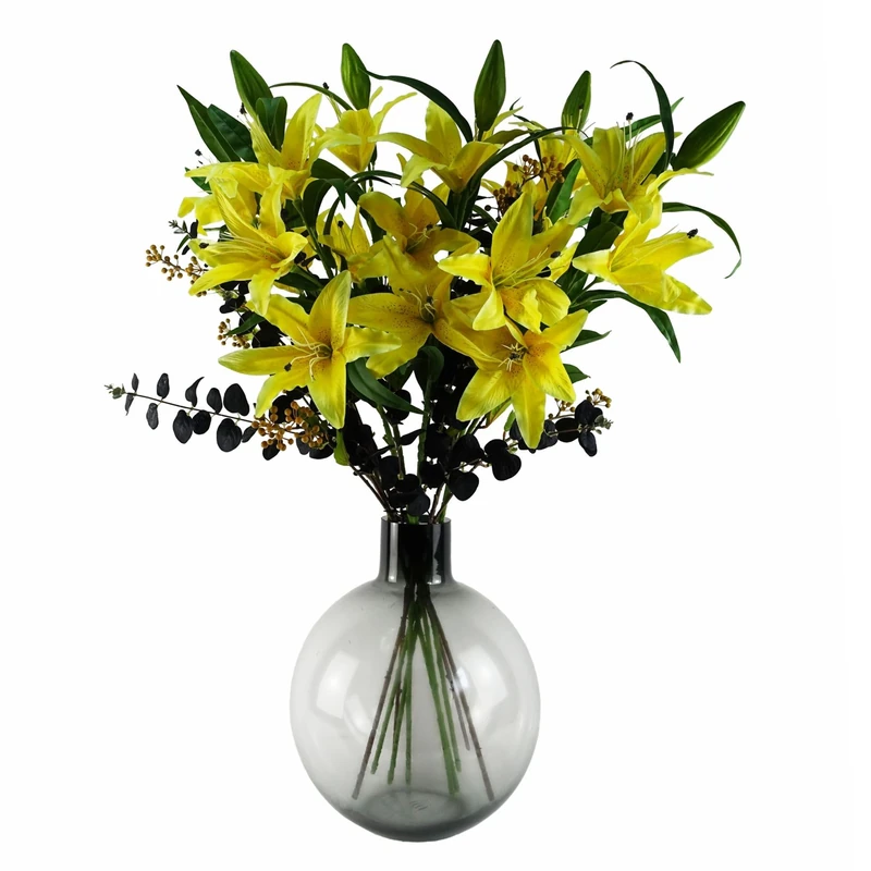 Leaf Design Artificial Flower Display with Vase