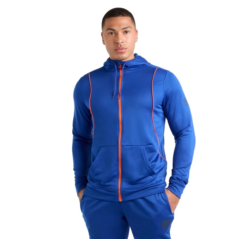 Umbro Mens Pro Training Fleece Hoodie Deep Surf/Orange S