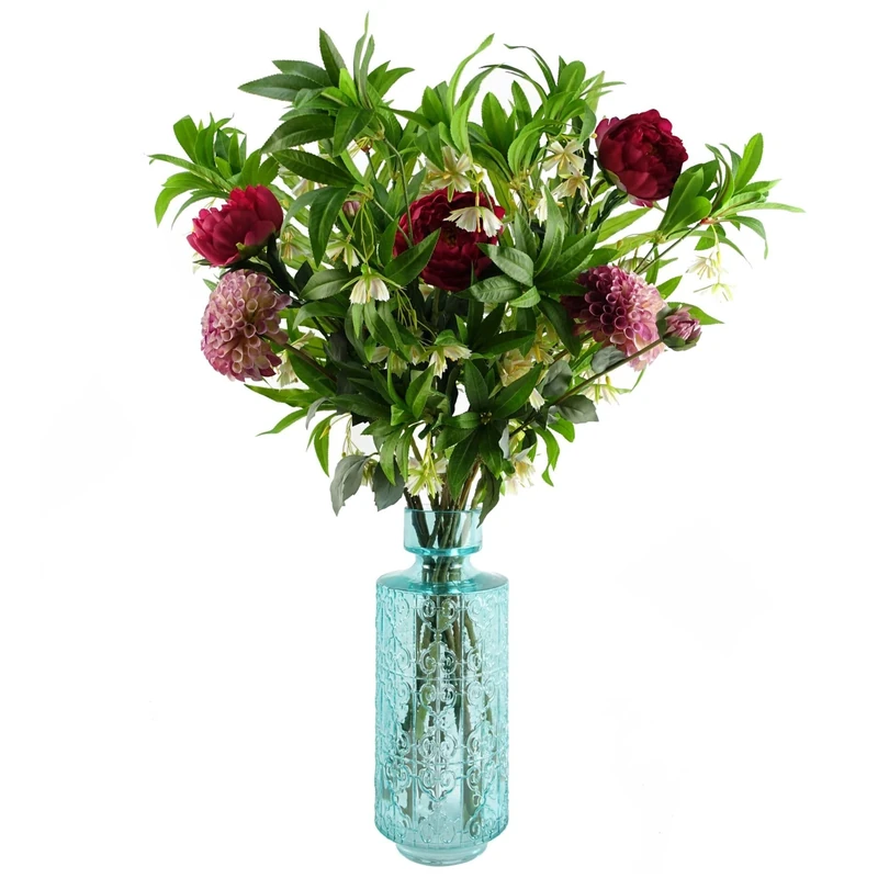 Leaf Design Artificial Flower Display with Vase