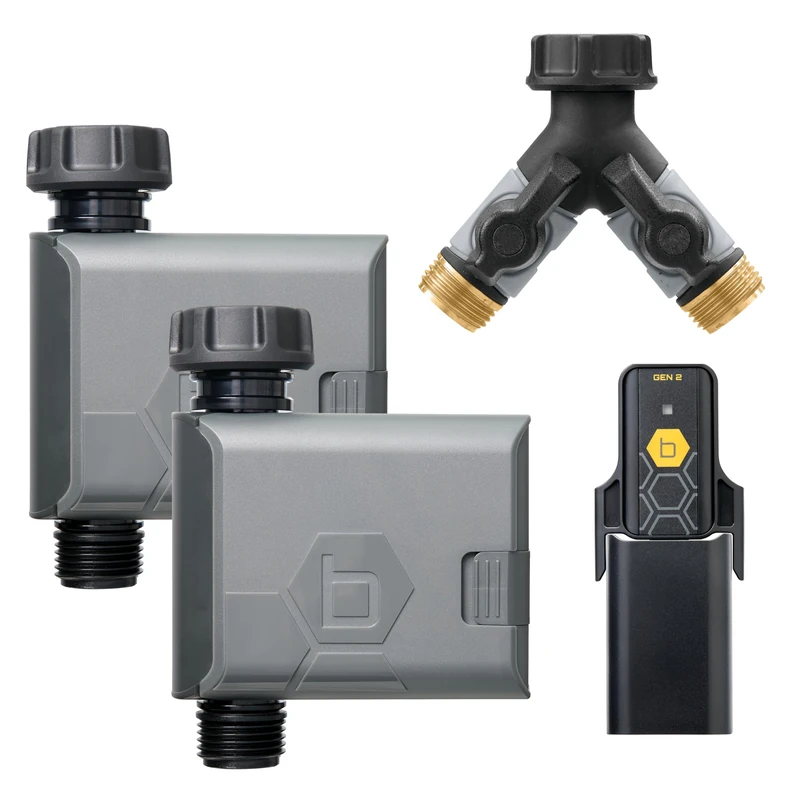 Orbit 21206 B-hyve Smart Hose Watering Timer (Gen 2) 2-Pack with Wi-Fi Hub and Hose Y Splitter, Gray