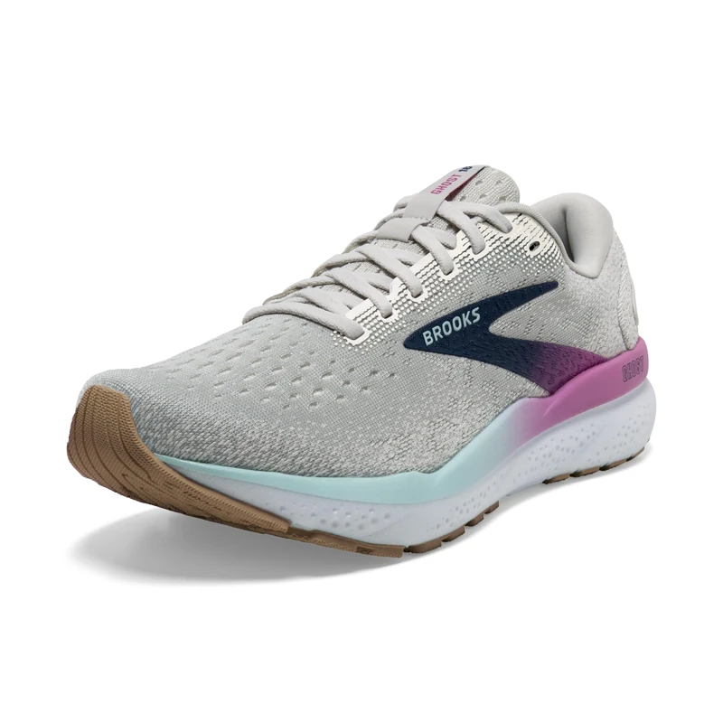 Brooks Women’s Ghost 16 Neutral Running Shoe, White/Grey/Estate Blue, 10 Wide