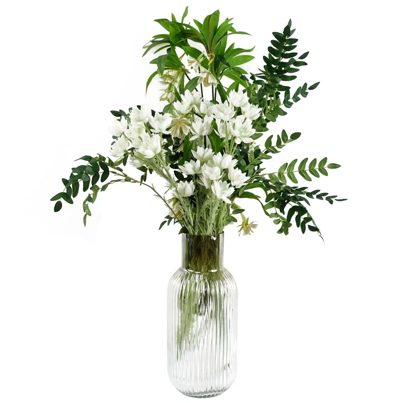 Leaf Design Artificial Flower Display with Vase