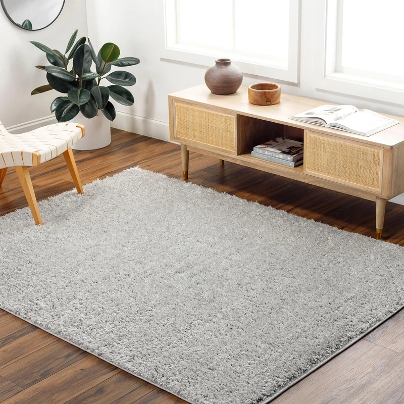 Livabliss Shaggy - Modern Berber Living Room, Large 200x275 cm, Soft Shaggy for Bedroom - Neutral Boho Fluffy, Easy Care Plush Thick Pile - Light Grey