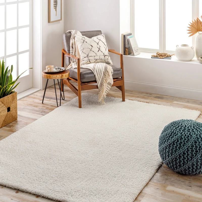 Livabliss Shaggy Rug - Modern Berber Living Room 160x213 cm, Soft Rugs for Bedroom - Neutral Boho Fluffy Easy Care Plush Thick Pile - Large Cream