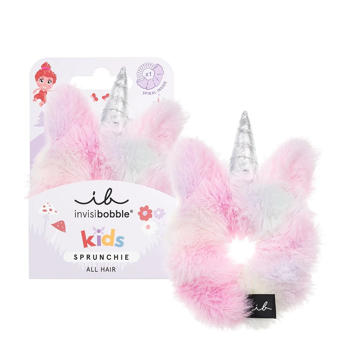 invisibobble Kids Scrunchie Unicorn, Colourful Unicorn & Candy Design, Plush Hair Scrunchie, Soft & Strong Hold for Girls, Pack of 1