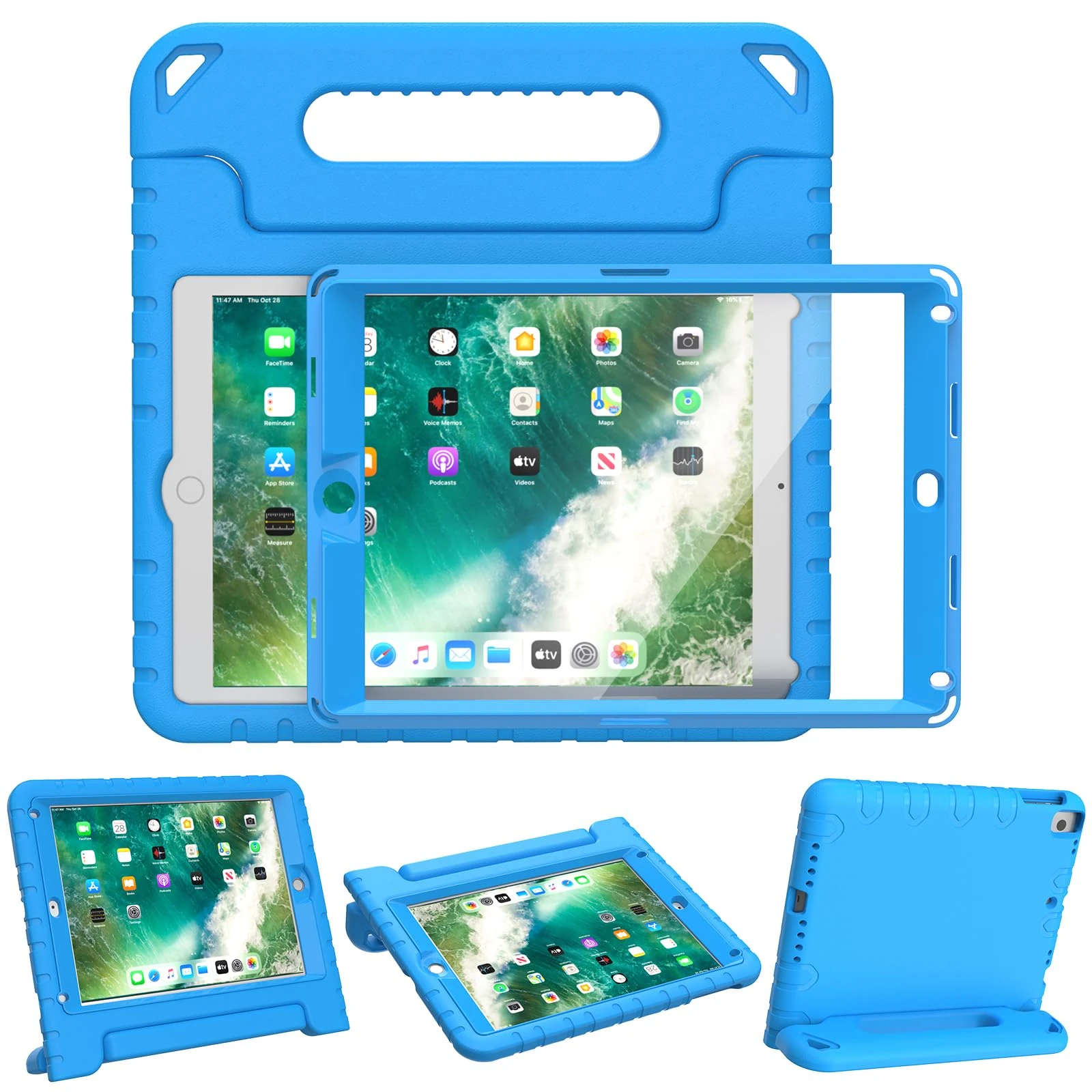 SINSO Kids Case for iPad 9.7 inch 6th Generation 2018 /5th Generation 2017/iPad Air 2, Shockproof Lightweight ipad Cover Built in Screen Protector/Handle/Stand, Blue