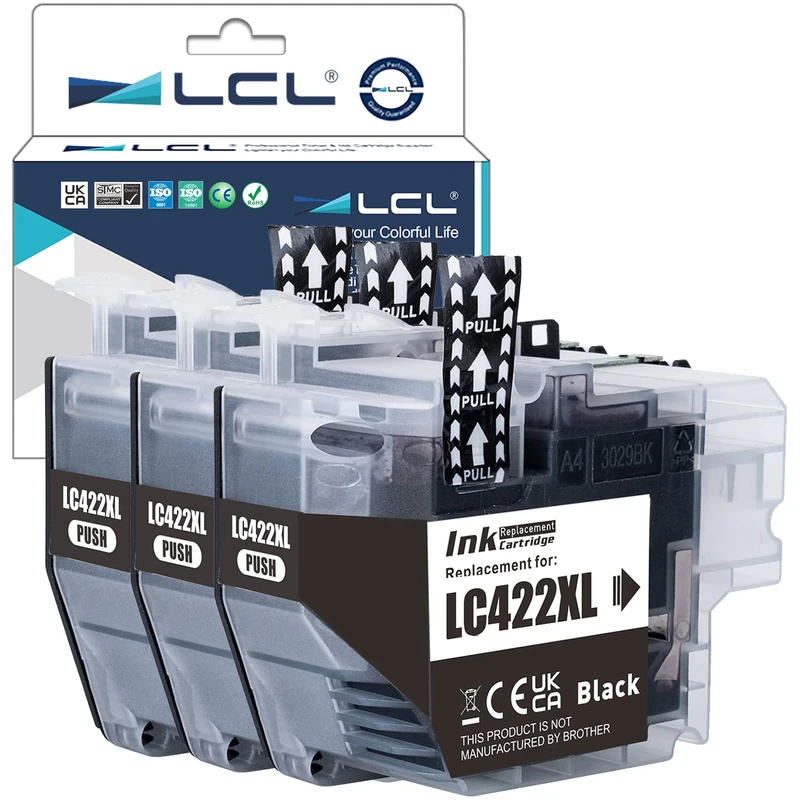 LCL LC422 LC422XL Black High Capacity Ink Cartridge Replacement for Brother LC-422XL LC422XL LC422XLBK LC422BK for MFC-J5340DW MFC-J5345DW MFC-J5740DW MFC-J6540DW MFC-J6940DW Printer (3 Pack)