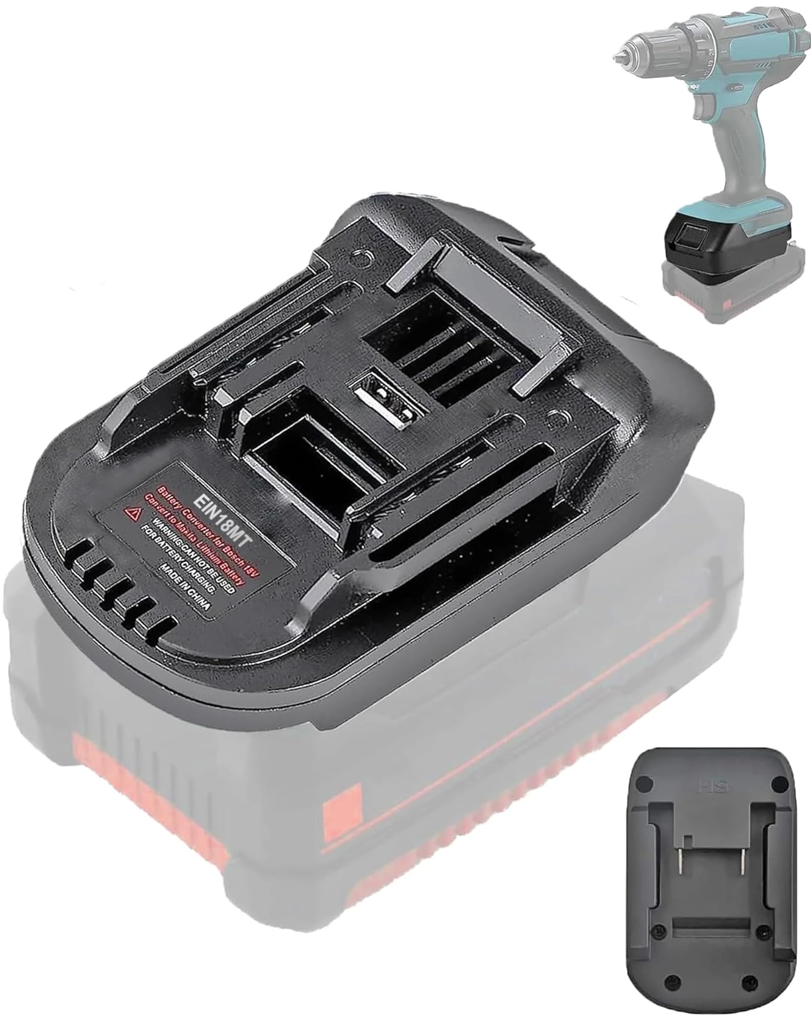 TPDL EIN18MT Battery Adapter Converter for Einhell 18V Battery to Makita Power Tool, Convert for Einhell 18V Power X-Change Li-Ion Battery to Makita 18V Tool with USB Port