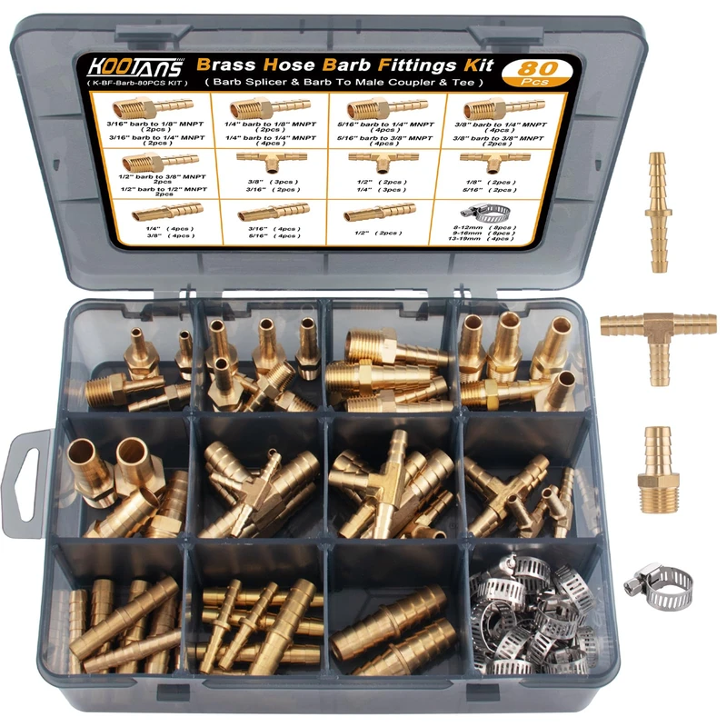 KOOTANS Barb Fittings Assortment Kits, Hose Pipe Connectors
