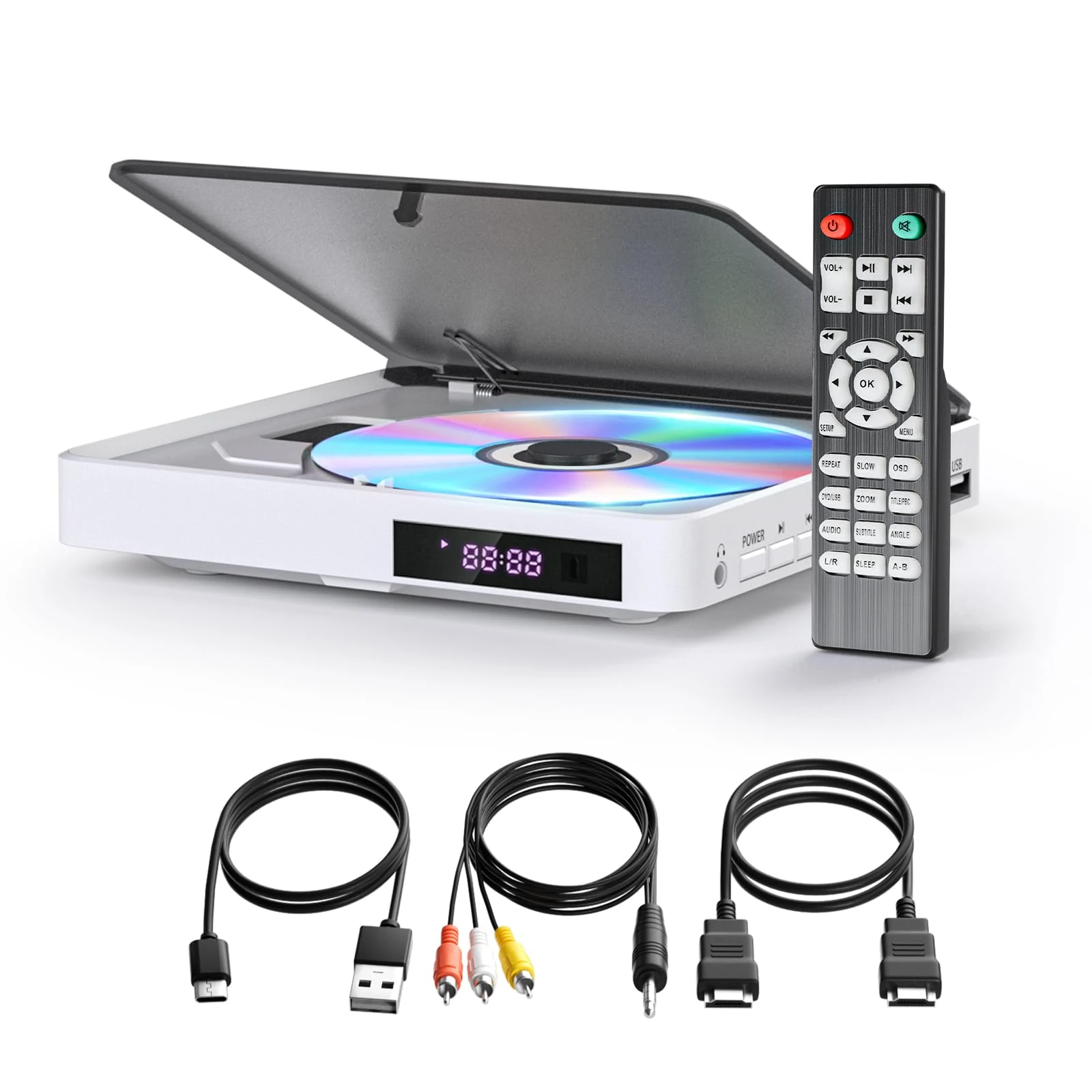 Arafuna DVD Player Free 1080P HDMI DVD/CD Player for TVs with All Regions, PAL/NTSC, USB Input, Remote Control and AV Cable