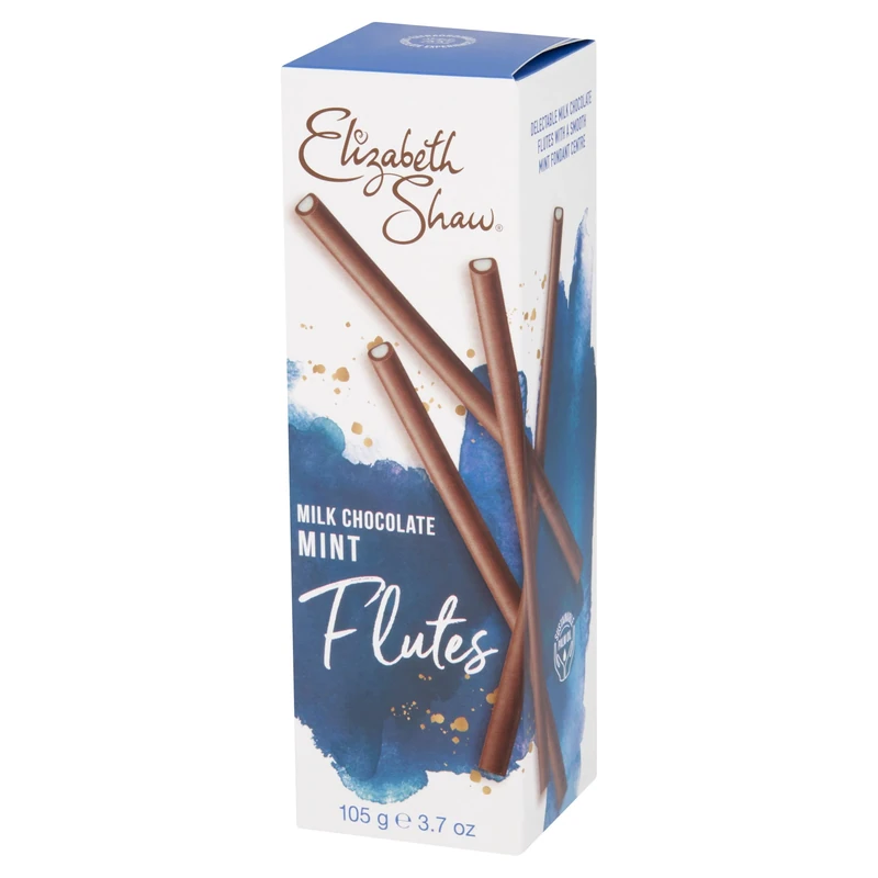 Elizabeth Shaw Milk Mint Chocolate Flutes 105g – Smooth Milk Chocolate Batons with Mint Fondant Centre – Indulgent Treat – Ideal for Gifting, Sharing, or Christmas Celebrations