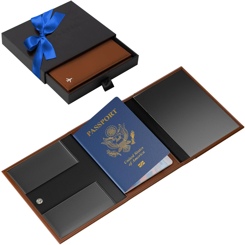 Flevel Pilot Document Holder, Pilot Wallet, RFID-Blocking, Travel Wallet, Stylish Travel Companion for Aviation Professionals, Brown, V1, Classic - Image 1
