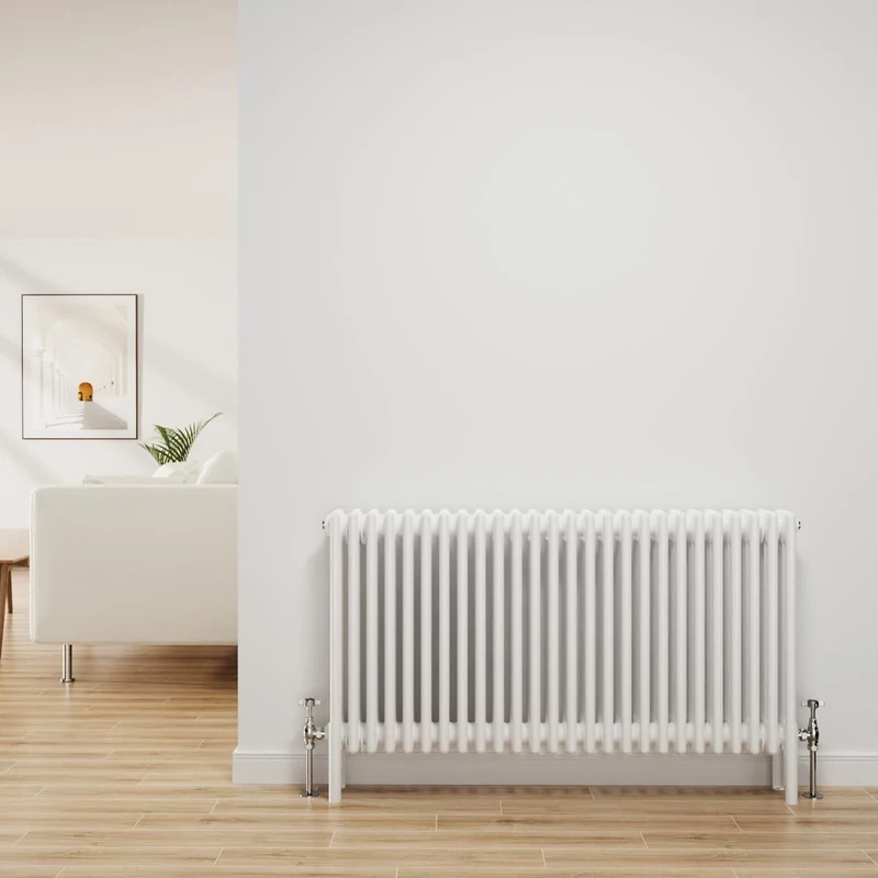 NRG Traditional Radiator Gloss White Cast Iron 4 Column Horizontal Central Heating Bathroom Radiators 600x1190mm