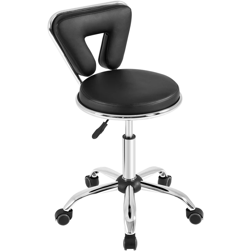 Yaheetech Saddle Stool Adjustable Rolling Salon Chair Swivel Rolling Wheels & Ergonomic for Hairdressing Massage Tattoo SPA Beauty Therapy Black