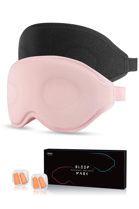 Aosun Eye Mask, 2 Pack Super Soft 3D Eye Masks-100% Blackout Comfortable Eye Mask for Sleeping with Adjustable Straps-Our Aosun Sleep Eye Masks Suitable for Travel and Meditation