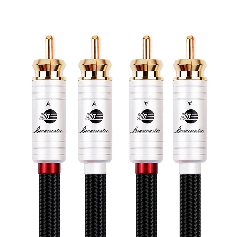 BOAACOUSTIC JIB Audiophile 2 RCA Audio Cable 1m HiFi 2RCA Male to 2RCA Male RCA/phono cable, 2×2 plugs Audio Cable for Amplifier,CD,Hi-Fi Systems,Speakers [4N OFC，1m]