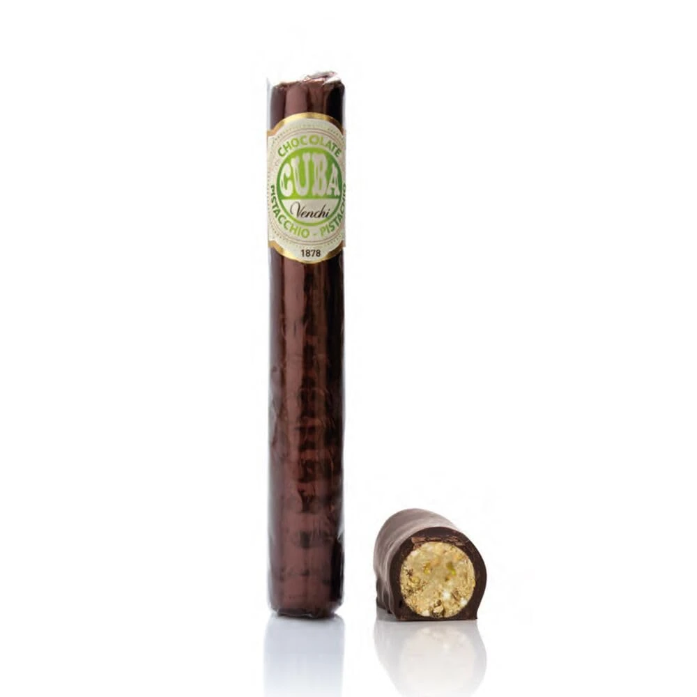 Venchi - Pistachio Chocolate Cigar, 60% Dark Chocolate with Salted Pistachio Paste and Crunchy Filling, 22 lb, Gluten-Free, Dye-free and Preservative-Free, Gift Idea