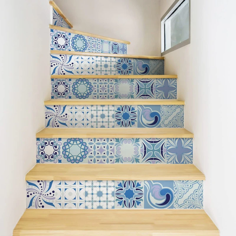 Ambiance Sticker Livio Stair Tile Stickers for Stairs Tiles - 2 Strips of 15.5 x 108.5 cm