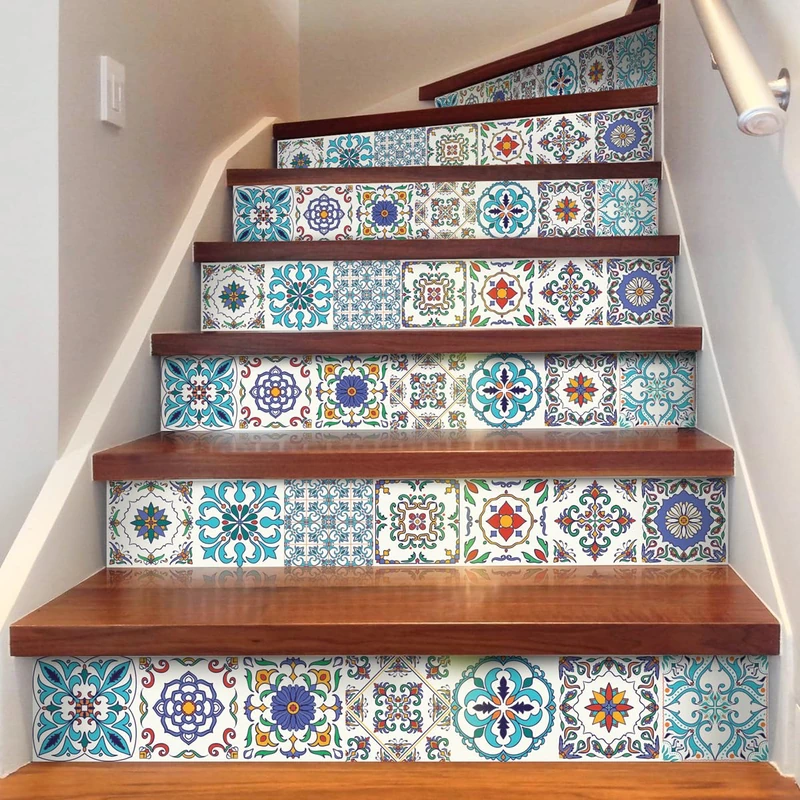 Ambiance Sticker Ivano Stair Tile Stickers for Stairs Tiles - 2 Strips of 19 x 133 cm