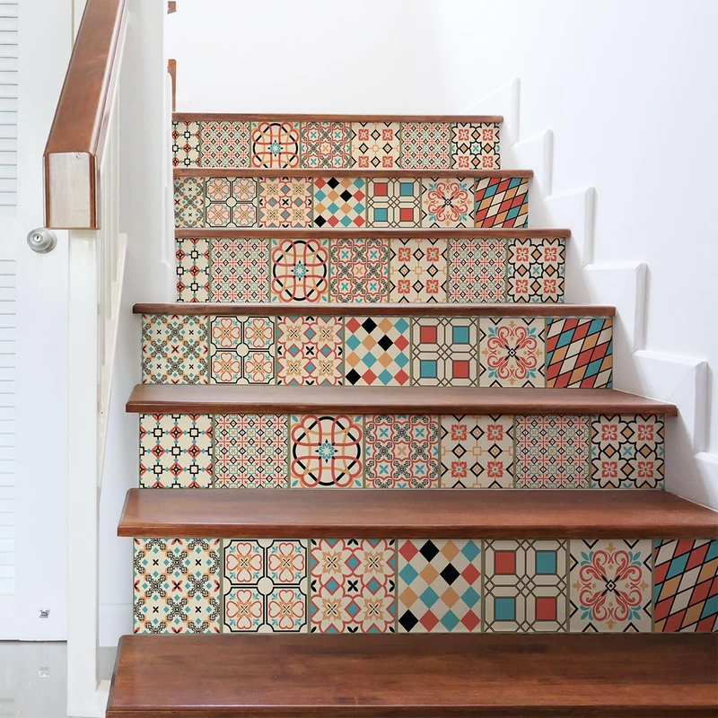 Ambiance Sticker Romirlo Stair Tile Stickers for Stairs Tiles - 2 Strips of 15 cm x 105 cm