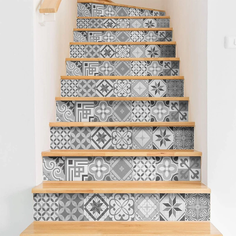 Ambiance Sticker Micalina Stair Tile Stickers for Stairs Tiles - 2 Strips of 12.5 cm x 90 cm - Image 1